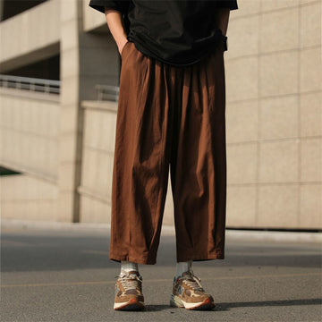 Summer Cotton Linen Pants Men Fashion Retro Casual Pants Mens Japanese Streetwear Loose Hip Hop Straight Pants Mens Trousers aidase-shop